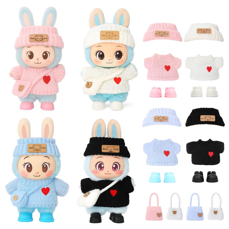 VVQUI 4 Pack Clothes for LABUBU 17cm Doll NO Dolls Exquisite Luxury Designer Outfits for LABUBU Includes Hat Dress Backpack Shoes Cute and Stylish Accessories for LABUBU - Image 3