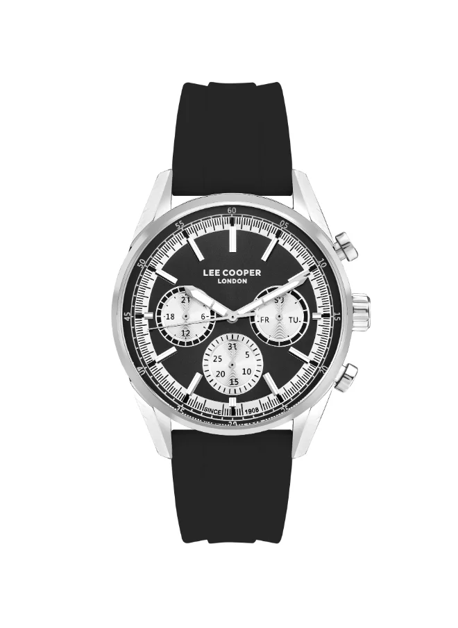 Lee Cooper Men's Watch, Multi Function Display and Silicone Strap - LC07987.351, Black