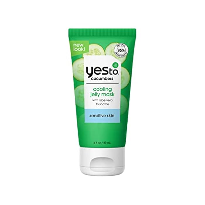 Yes To Cucumber Cooling Jelly Mask, Hydrating Bouncy Lightweight Gel Mask That Leaves Skin Feeling Cool, Soothed & Refreshed, With Cucumber Extract & Antioxidants Natural Vegan & Cruelty Free, 3 Fl Oz - Image 1
