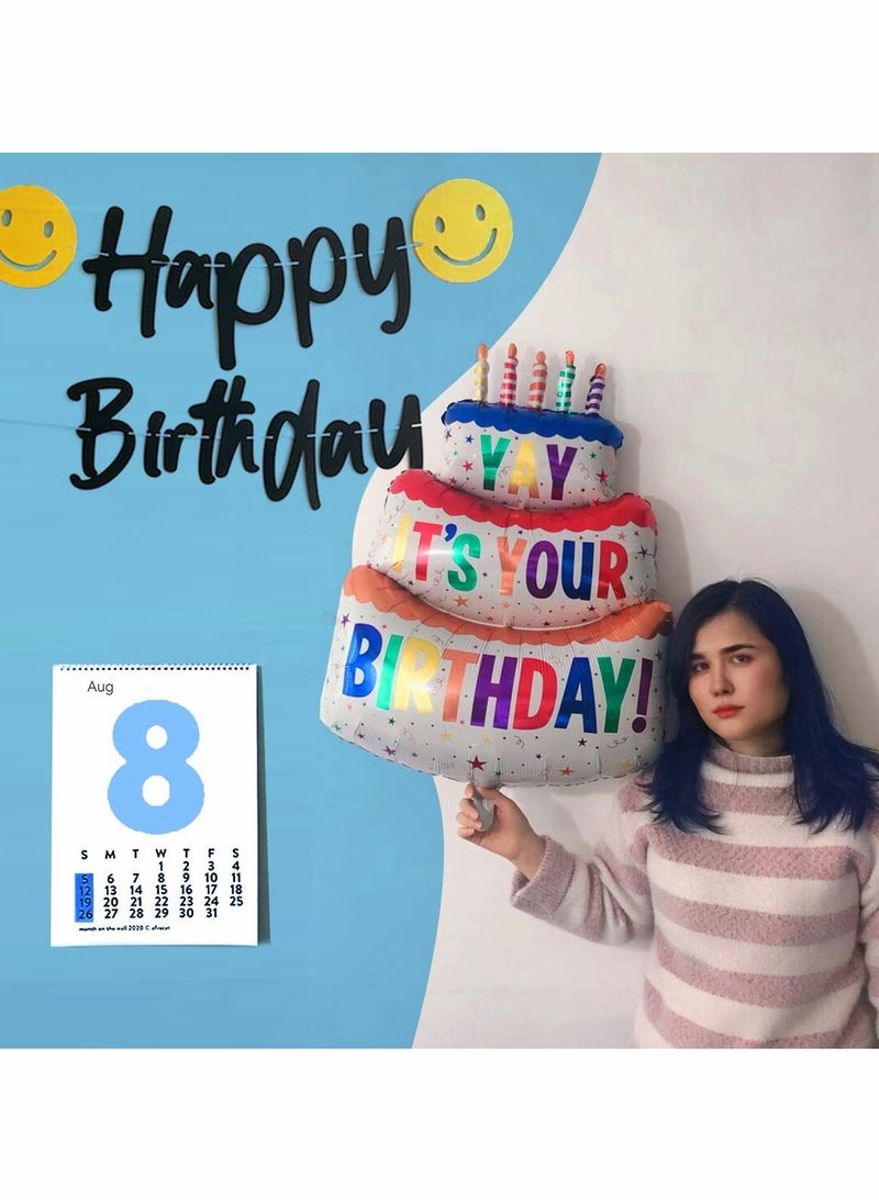SYOSI - Happy Birthday Balloon, 8 PCS Large 36 Inch Foil Inflated Mylar Balloons Giant Self-inflating Happy Birthday Delivery Balloon Theme Party Supplies, Inflatable Balloons for Party Decoration - Image 1