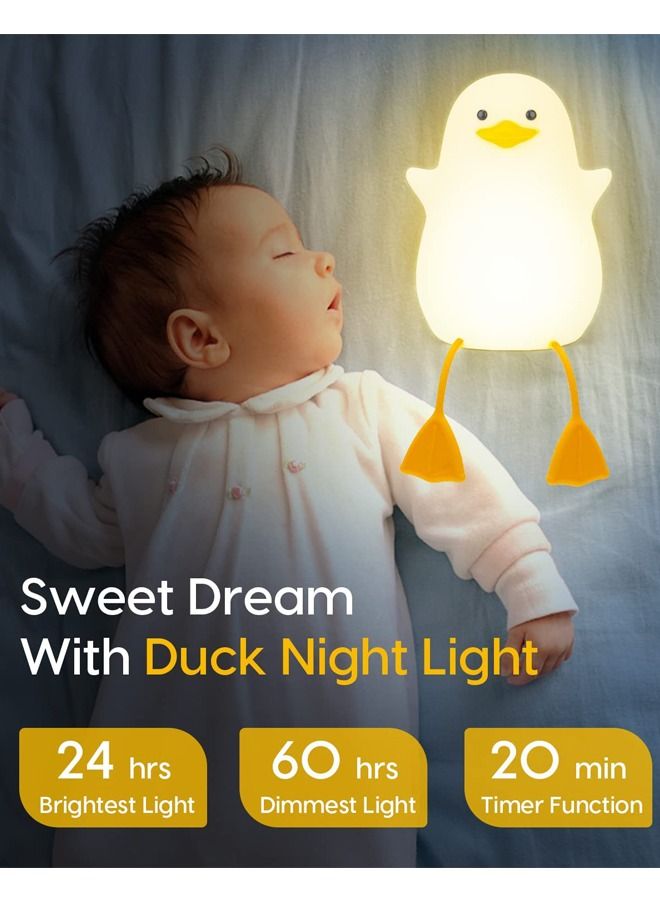 كابتن تيك ضوء ليلي للأطفال مع وضعين لتغيير اللون ووظيفة التعتيم ، مصباح LED ليلي قابل لإعادة الشحن مع مؤقت 20 دقيقة والتحكم في النقر - شكل بطة لطيف - Image 3