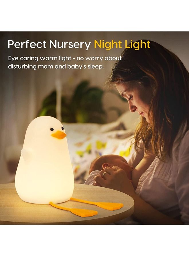 كابتن تيك ضوء ليلي للأطفال مع وضعين لتغيير اللون ووظيفة التعتيم ، مصباح LED ليلي قابل لإعادة الشحن مع مؤقت 20 دقيقة والتحكم في النقر - شكل بطة لطيف - Image 4