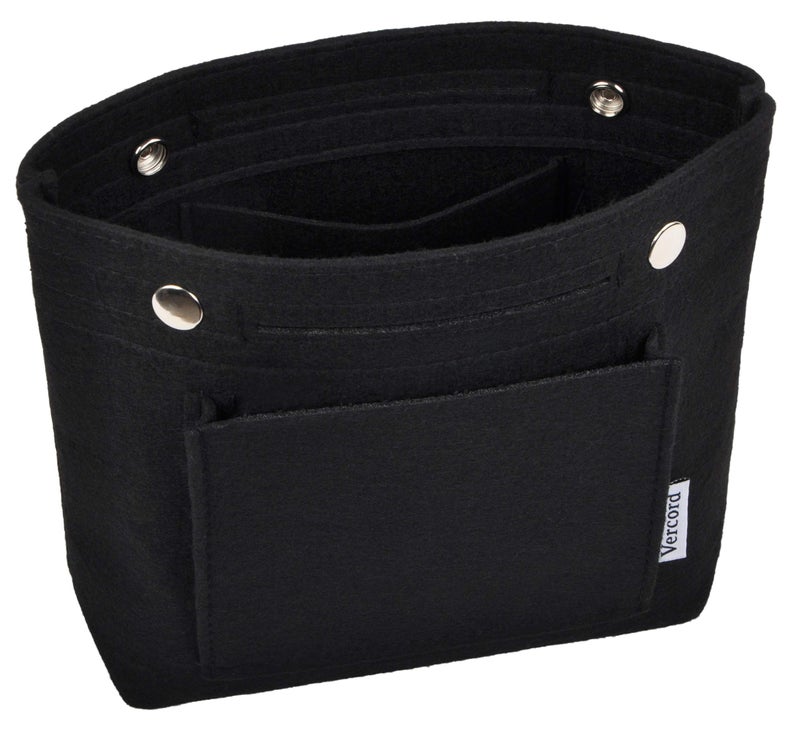 Vercord Mini Slim Small Felt Purse Organizer Insert Inside Handbag Tote Pocketbook for Women Black - Image 1