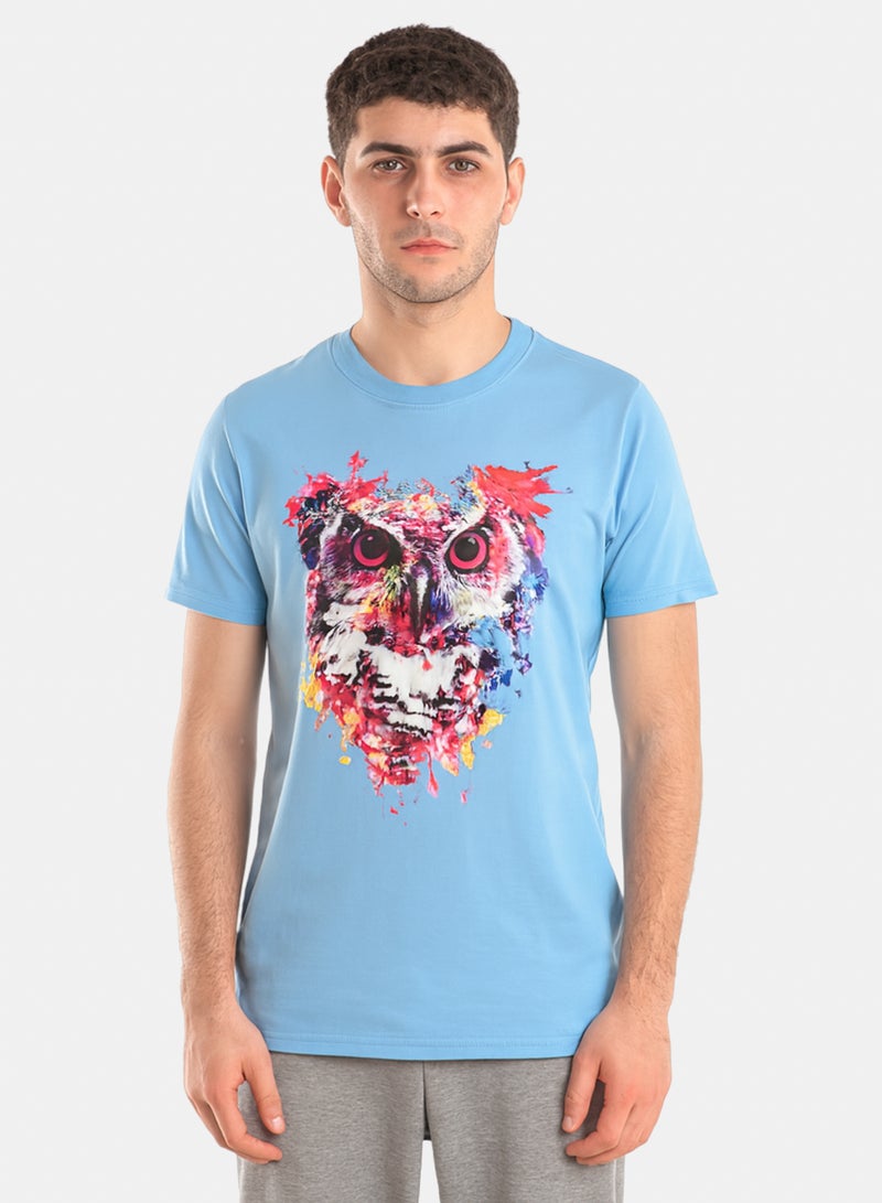 OWL T-shirt 'fire Owl' Baby Blue - Image 1