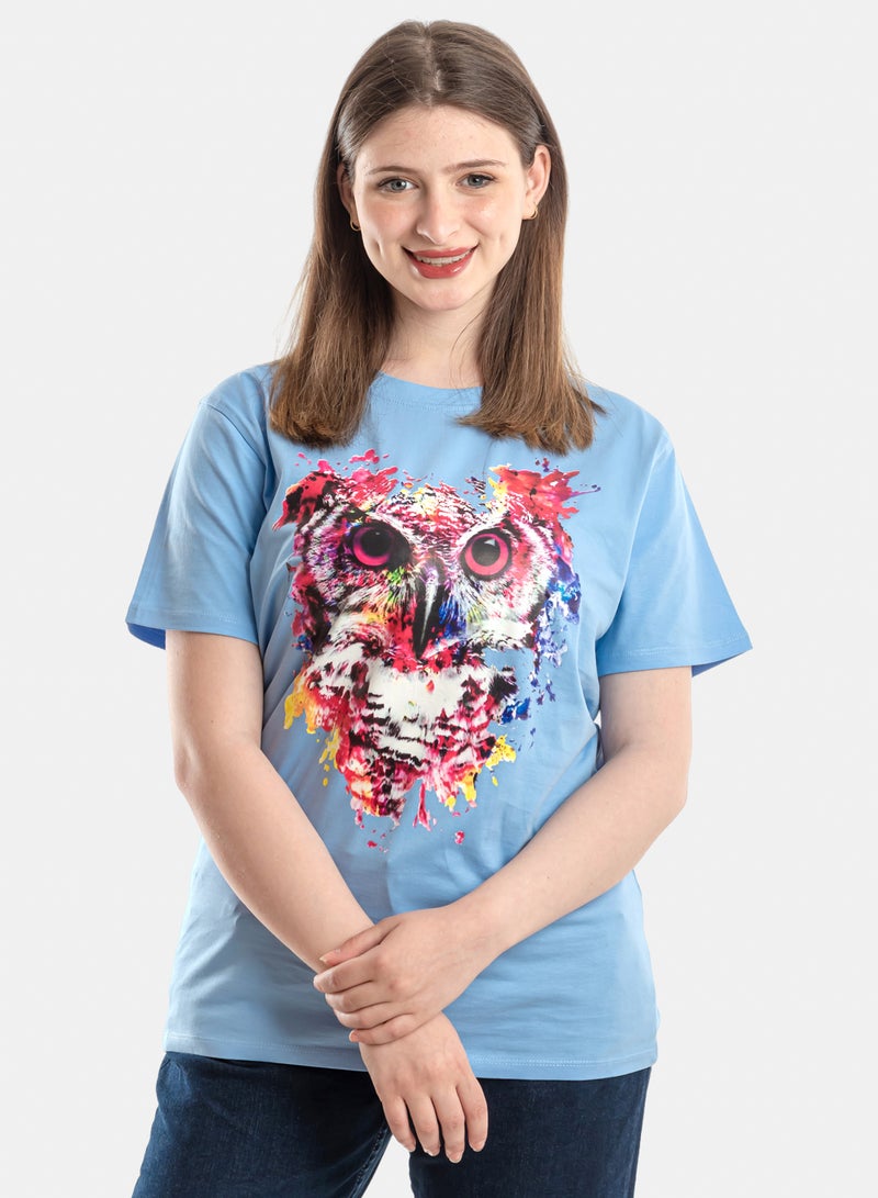 OWL T-shirt 'fire Owl' Baby Blue - Image 2