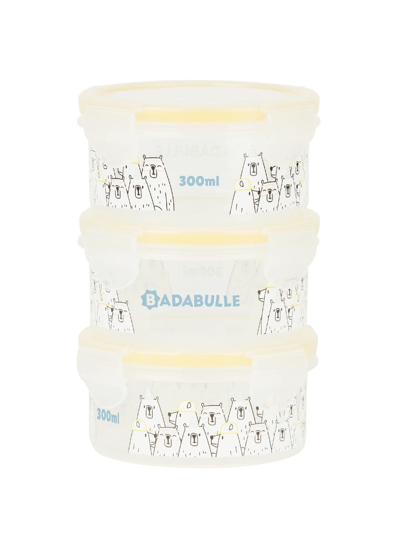 Badabulle MaxiBox 3 x 300ml Airtight Clothing Storage Container for Baby Porridge - Image 1