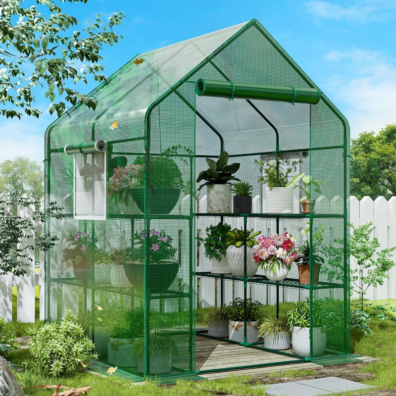 SPECILITE 56Ã—56Ã—78Inch Walk-in Greenhouse, Heavy Duty Small Plant House with Thicken PE Cover and Steel Frame, for Garden, Outdoors, Indoors, Green - Image 1