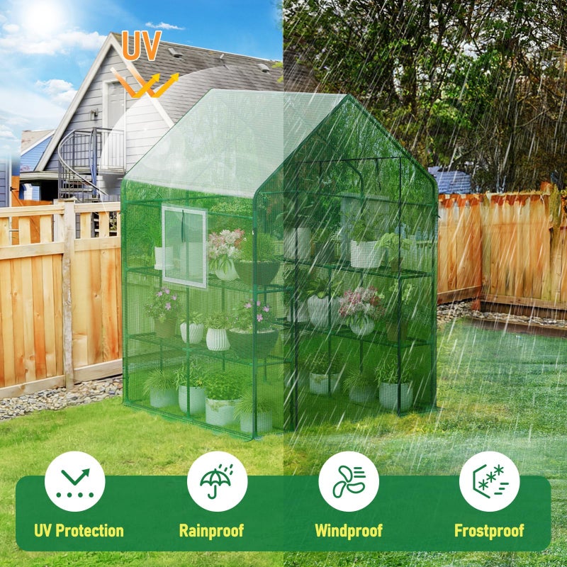 SPECILITE 56Ã—56Ã—78Inch Walk-in Greenhouse, Heavy Duty Small Plant House with Thicken PE Cover and Steel Frame, for Garden, Outdoors, Indoors, Green - Image 2