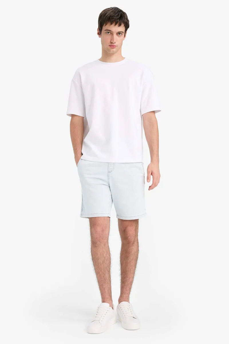 ديفاكتو Regular Fit Elastic Waist Relaxed Fit Denim Shorts