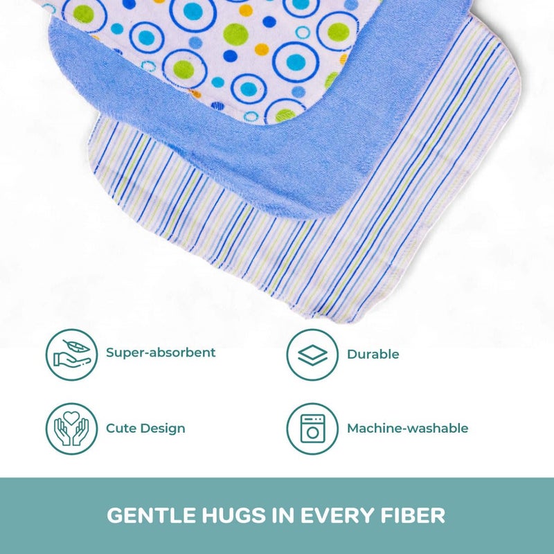 Spasilk Hooded Bath Towel and Washcloths Set for Newborns, 1 Soft Terry Baby Towel and 3 Baby Washcloths, Baby Essentials, Ideal, One Size, Blue Sailor - Image 4