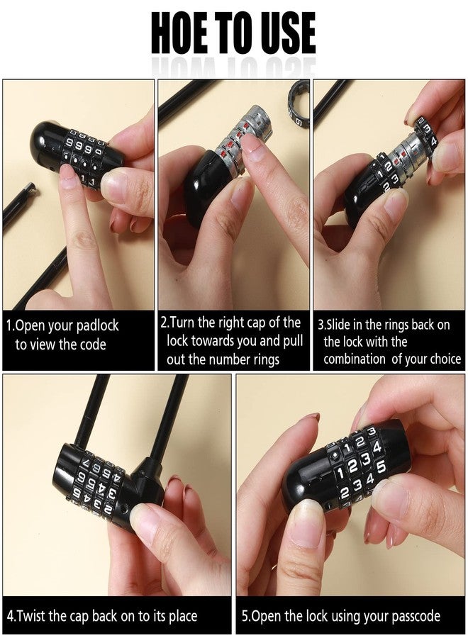 Shimeyao 4 Pieces 6 Inch Long Shackle Combination Lock 4 Digit Outdoor Waterproof Padlock with Resettable Code for School Gym Locker, Sports Locker, Fence, Gate, Toolbox, Case Storage, Black - Image 4