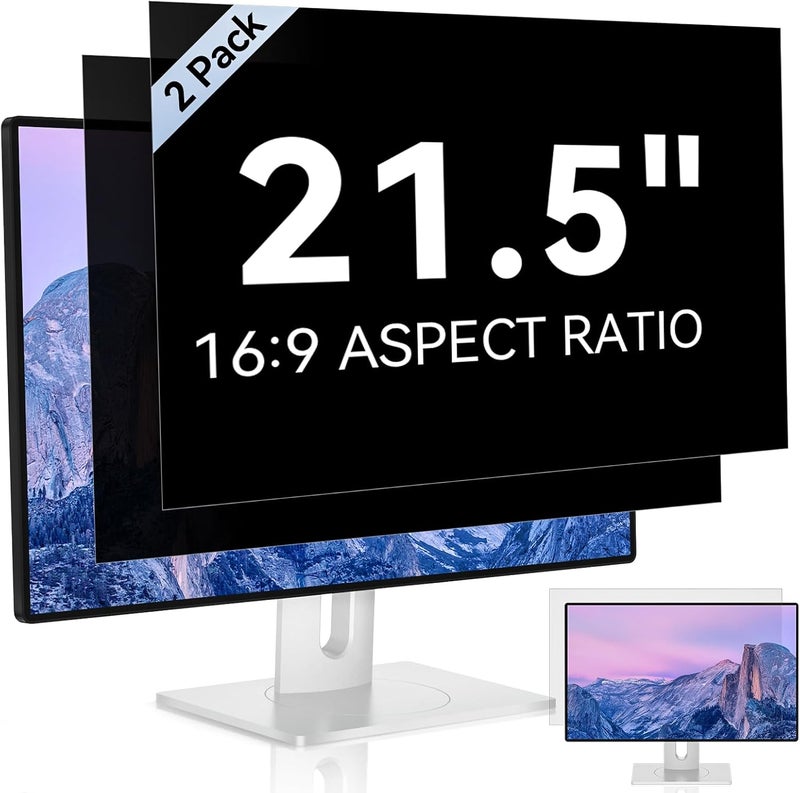 Mamol [2 Pack] 21.5 Inch Computer Privacy Screen for 16:9 Aspect Ratio Widescreen Monitor, Eye Protection Anti Glare Blue Light Computer Monitor Privacy Filter, Removable Anti-Scratch 21in Protector - Image 1