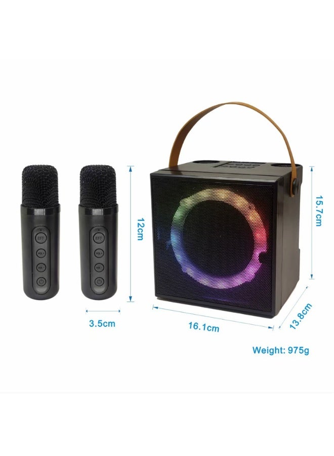 Mini Karaoke Machine Set, Bluetooth speaker with mic,  2 Wireless Microphones, Singing Machine Karaoke System for Kids Adult - Image 3