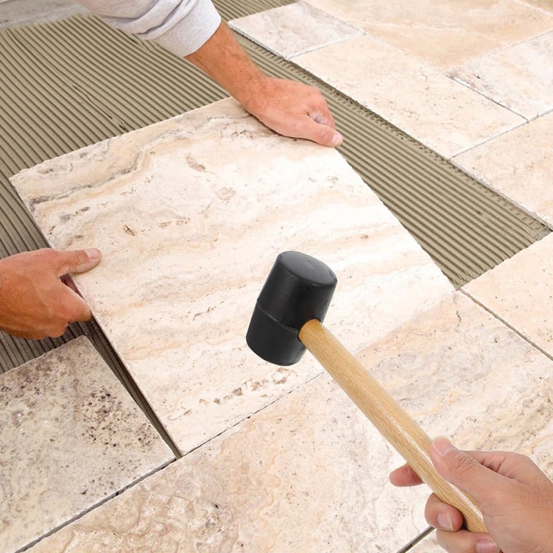 Black Rubber Mallet Double Faced Wood Handle Non Slip Tile Flooring Installation Tool - Image 5