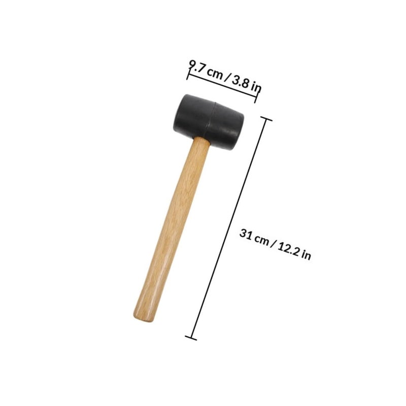 Black Rubber Mallet Double Faced Wood Handle Non Slip Tile Flooring Installation Tool - Image 3