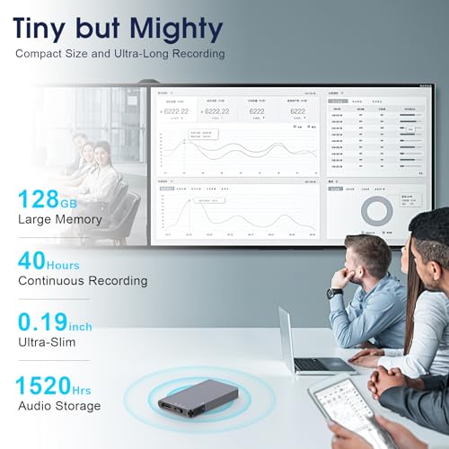 HEVAVW 128GB Magnetic Digital Voice Recorder - 40 Hours Continuous Recording Device Voice Activated Recorder with AI-Intelligent Triple Noise Reduction - Audio Recorder Device for Lectures Meetings - Image 2