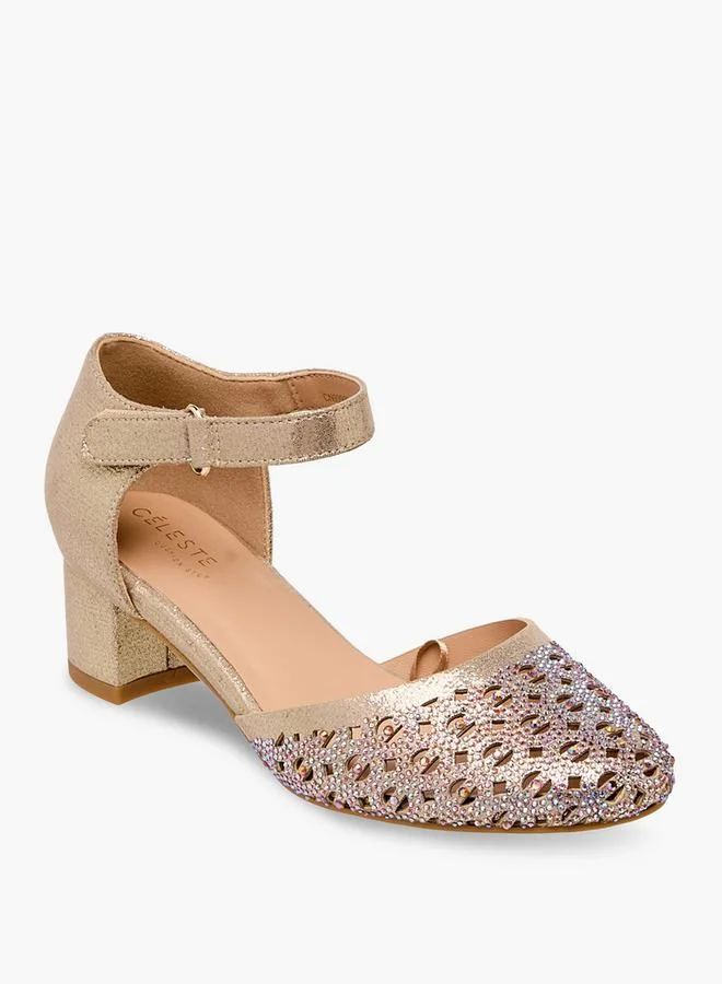 Celeste Gold Girls Embellished Block Heel Sandals for Women | Best Price UAE