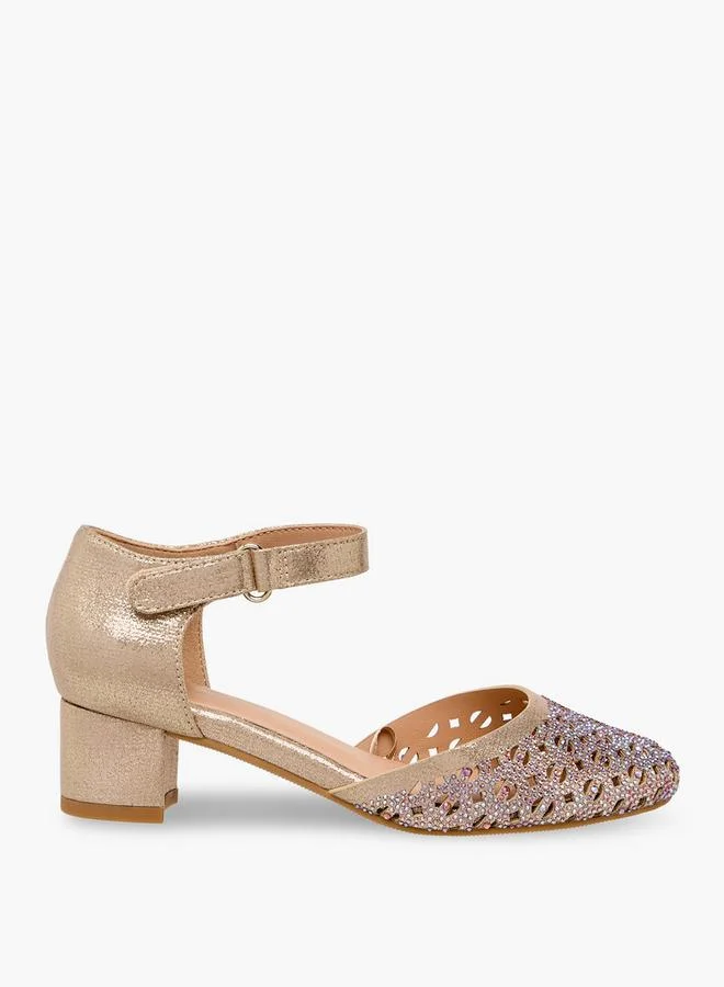 Celeste Gold Girls Embellished Block Heel Sandals for Women | Best Price UAE
