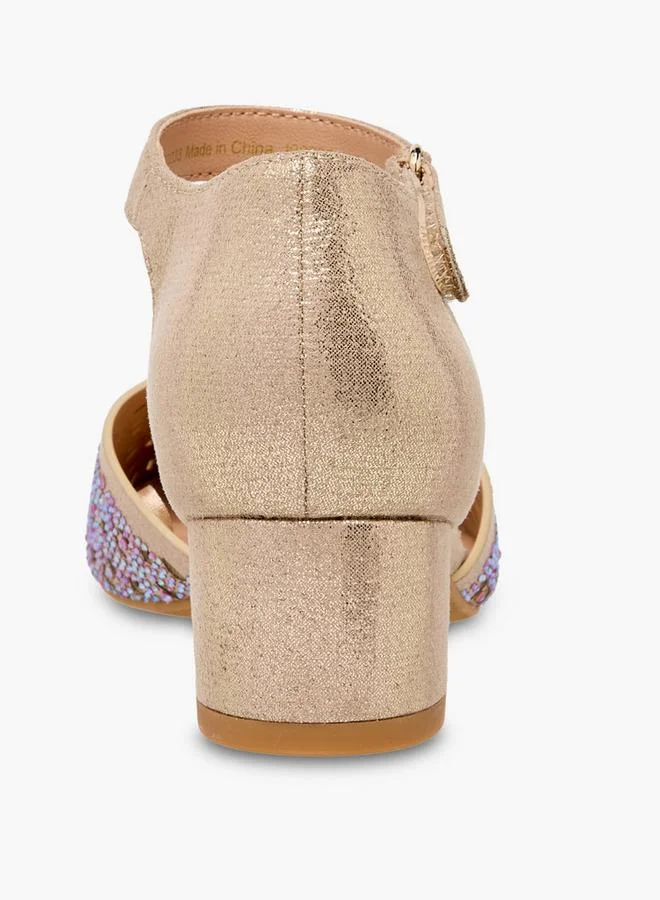 Celeste Gold Girls Embellished Block Heel Sandals for Women | Best Price UAE