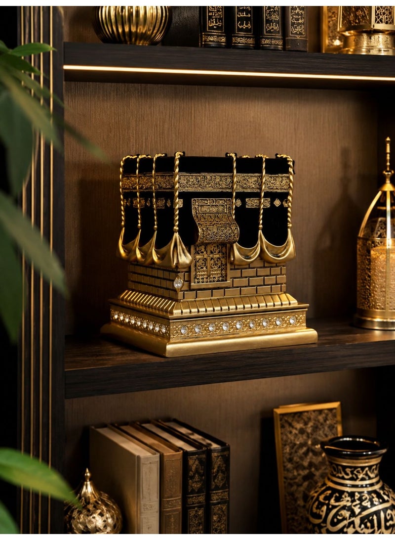 Luxury Kaaba model with an elegant design, size 17*16. crafted from fiber and wood with a refined black velvet covering. Suitable for home or office décor and considered a distinguished gift for religious occasions. - Image 2