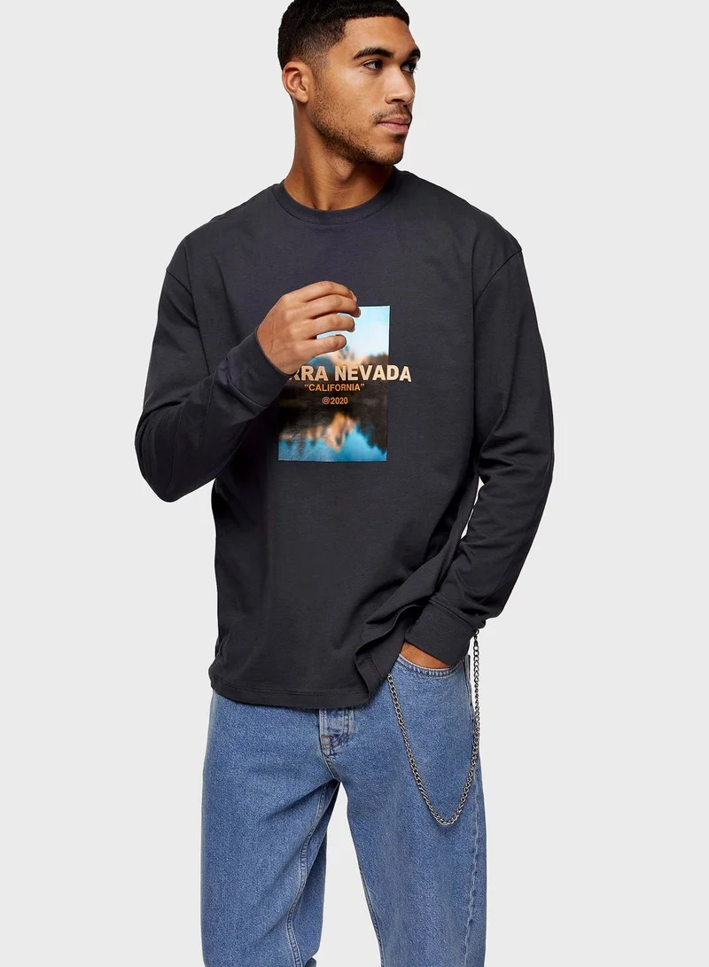 TOPMAN Sierra Nevada Crew Neck T-Shirt