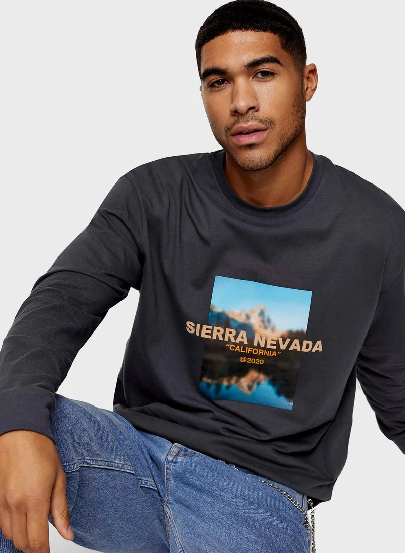 TOPMAN Sierra Nevada Crew Neck T-Shirt