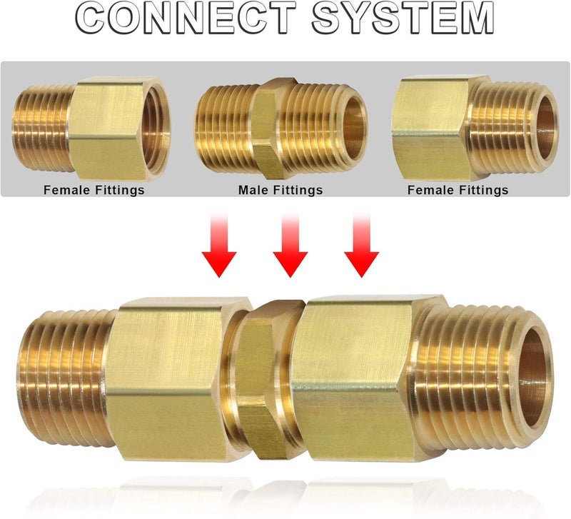 KOOTANS 1/2 NPT x 1/2 NPT Male Solid Brass Hex Nipples, Heavy Brass Pipe Adapter Fittings Equal Nipples Connectors 4Pieces - Image 5