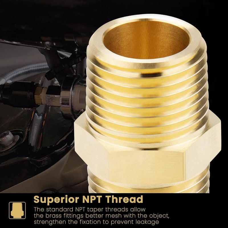KOOTANS 1/2 NPT x 1/2 NPT Male Solid Brass Hex Nipples, Heavy Brass Pipe Adapter Fittings Equal Nipples Connectors 4Pieces - Image 3