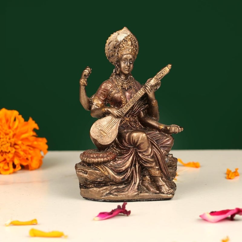 Profound Craft مجسمات الآلهة الهندوسية غانيش ولاكشمي وساراسواتي من الراتنج - مجموعة من 3 قطع للديكور المقدس والعبادة - Image 4