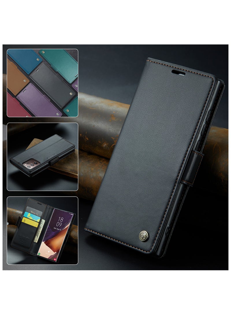 Phone Case for Samsung Galaxy Note 20 Ultra Anti-scratch Leather Kickstand Card Slot Money Pocket black - Image 4