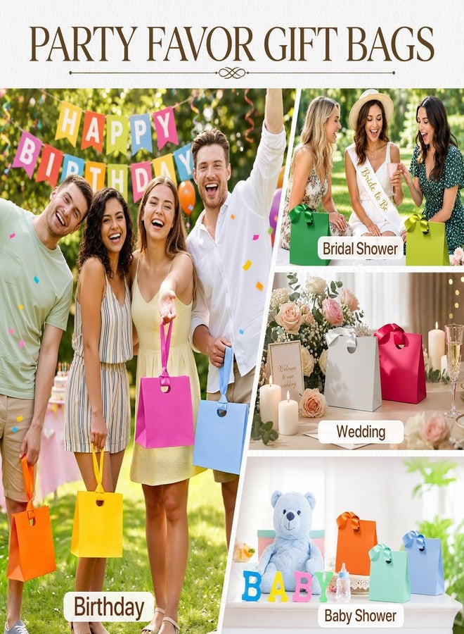 ANZNKU Small Gift Bags with Ribbon Handles Multicolor 10PCS Paper Gift Bags for Kids Candy Goodie Party Favor Jewelry, Reusable Gifts Wrap Bag Boxes for Birthday Party Baby Shower Wedding 7.9x3.5x7.1 - Image 3