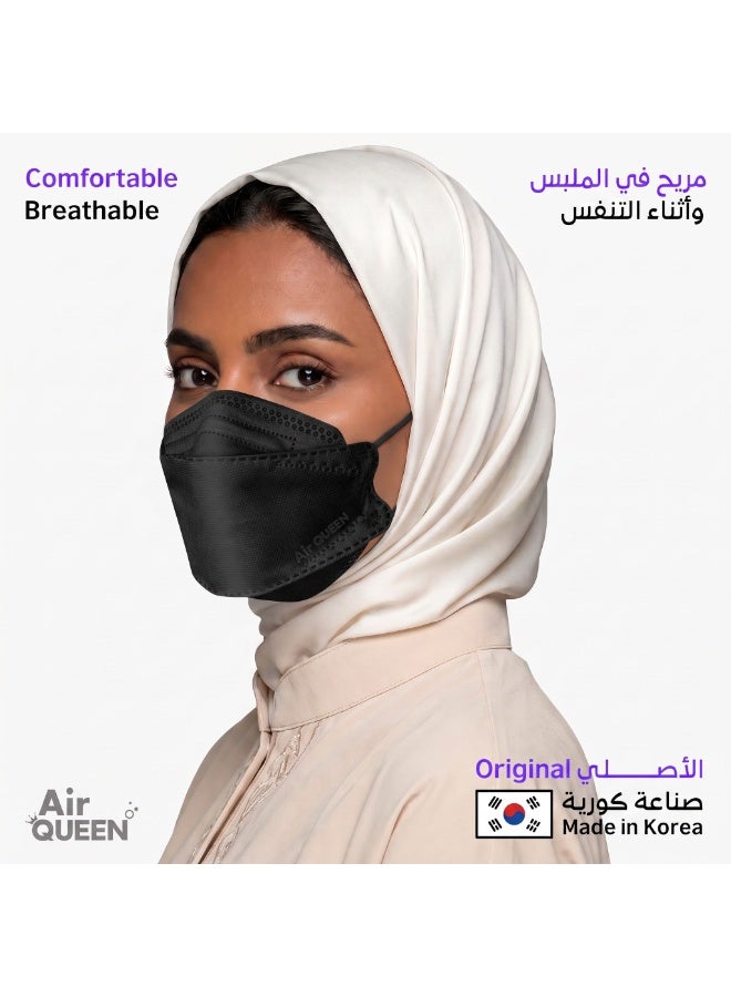 Air QUEEN [5-Pack] Air Queen Mask - Made in Korea - Reusable Face Mask - Black Color - Premium Soft Nano-Filter Face Masks with 3-Layer Air Filtration Protection - Suitable for Adults & Children - Each Mask Individually Wrapped - Image 2