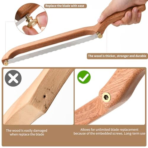 Uprichya Bread Knife for Homemade Bread Sourdough, Serrated Bread Slicer & Bread Bow Knife with Ergonomic Grip for Easy, Clean & Even Slicing - Image 4