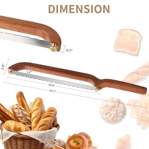 Uprichya Bread Knife for Homemade Bread Sourdough, Serrated Bread Slicer & Bread Bow Knife with Ergonomic Grip for Easy, Clean & Even Slicing - Image 2