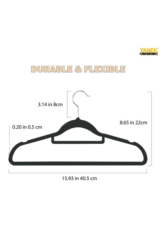 Non-Slip Velvet Clothes Hangers Set, 50 Pieces - Black - Image 3