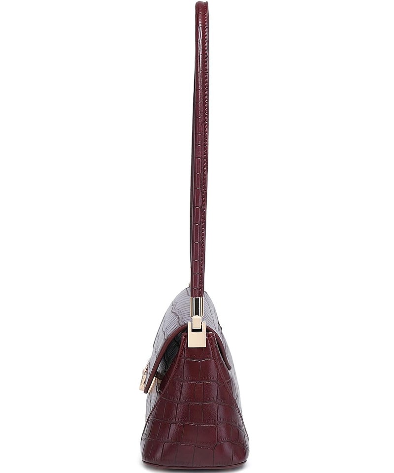 WSRYDJDL Shoulder Bags for Women Vintage Handbag Retro Classic Small Purse Cute Hobo Tote Handbag Mini Clutch Purse (Crocodile-Wine Red) - Image 3