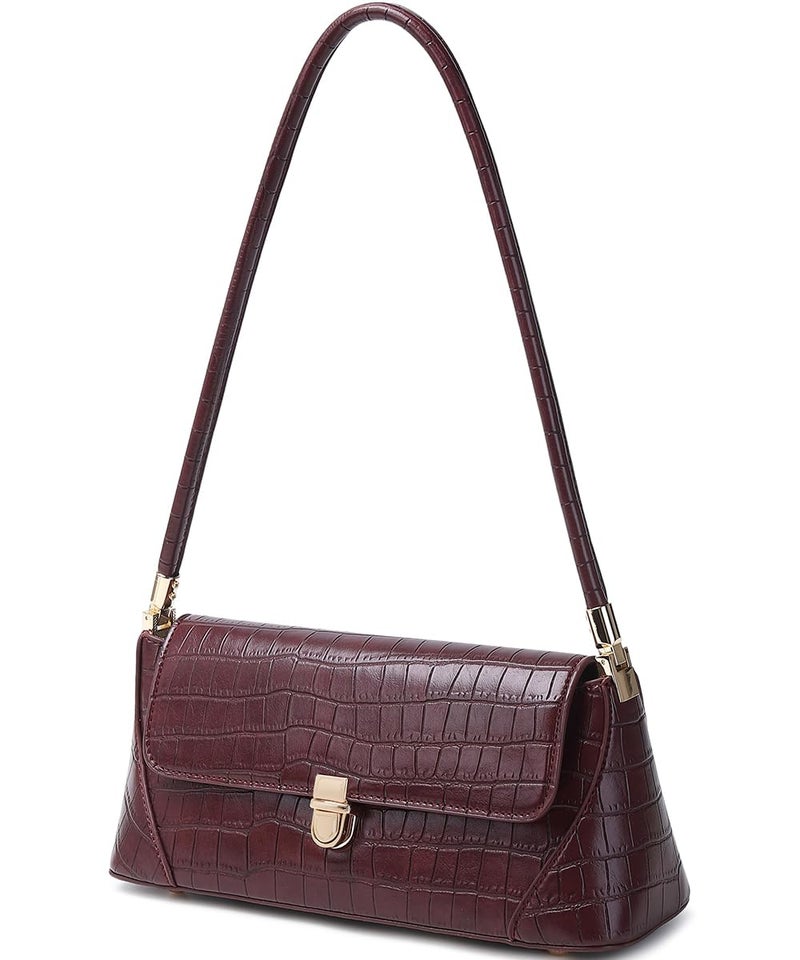 WSRYDJDL Shoulder Bags for Women Vintage Handbag Retro Classic Small Purse Cute Hobo Tote Handbag Mini Clutch Purse (Crocodile-Wine Red) - Image 4