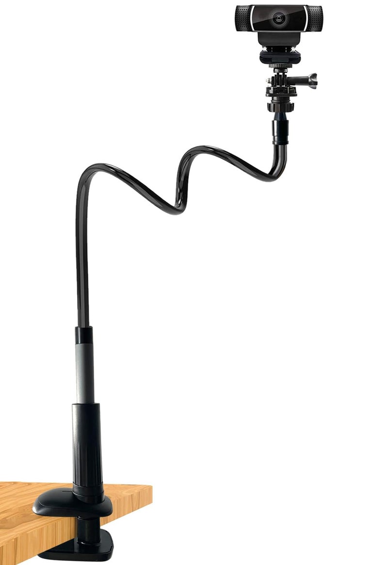 JCWINY 30 Inch Webcam Stand Camera Mount, Upgraded Thick Base Flexible Gooseneck Camera Stand Desk Webcam Mount Clamp for Logitech Webcams C930e C930 C920 C922x C922 Brio 4K C925e C615, Gopro Hero 8 7 6 5 4 - Image 1