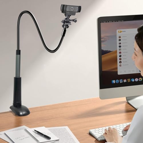 JCWINY 30 Inch Webcam Stand Camera Mount, Upgraded Thick Base Flexible Gooseneck Camera Stand Desk Webcam Mount Clamp for Logitech Webcams C930e C930 C920 C922x C922 Brio 4K C925e C615, Gopro Hero 8 7 6 5 4 - Image 4