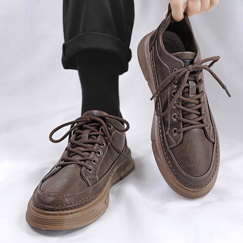 All Black Chef Men'S Shoes Winter Kitchen Kitchen Work Skate Shoes Leather Shoes Men'S Labor Protection Trendy Shoes Junior Boys Thick Sole - Image 4