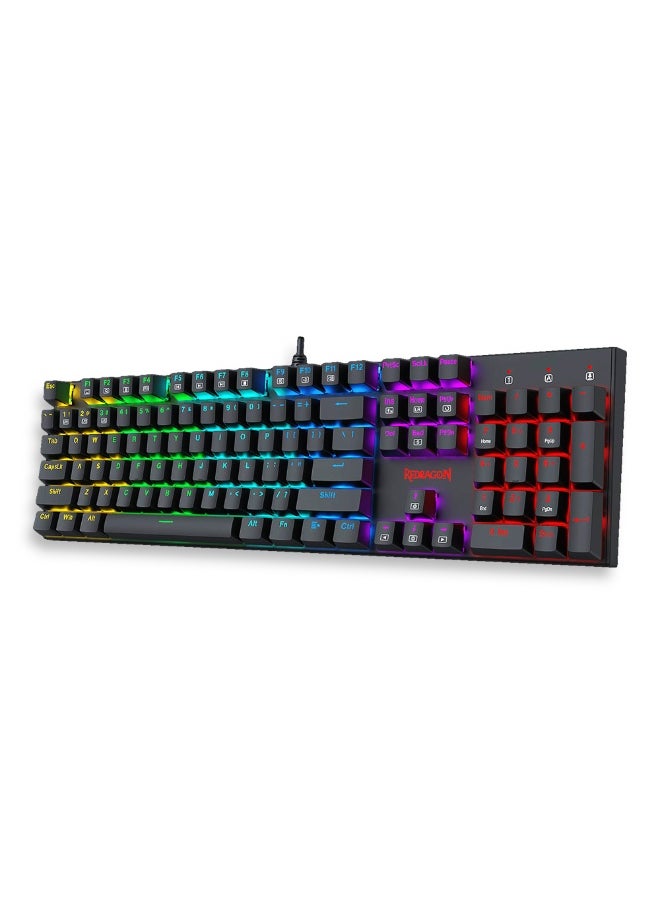 REDRAGON - Wired Gaming Keyboard K565E RUDRA Elite Edition, Full Rainbow key with high-precision machinery manufacture , Built-in Swappable Mechanical Keyboard and Dedicated Arrow Keys, for Use on PC, Laptop, Home, and Office - Red Switch - Image 1