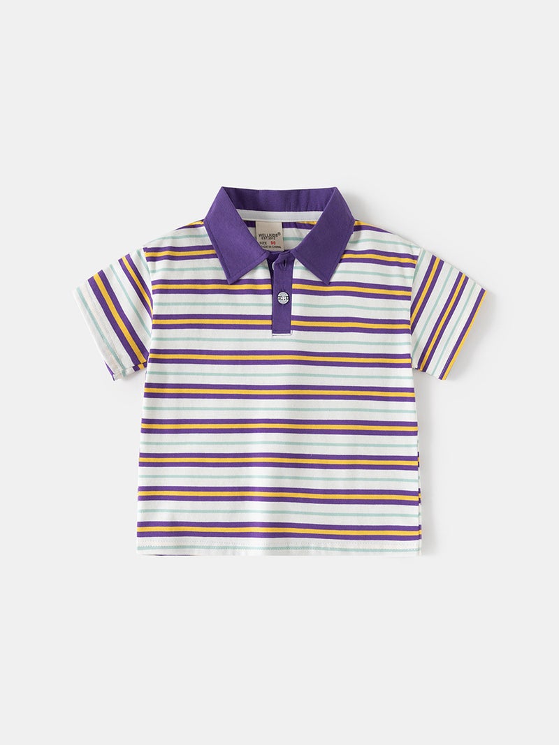 Boys' Short-Sleeve T-Shirt 2026 Style Children'S Short-Sleeve Polo Shirt Baby Striped Top Trendy - Image 4
