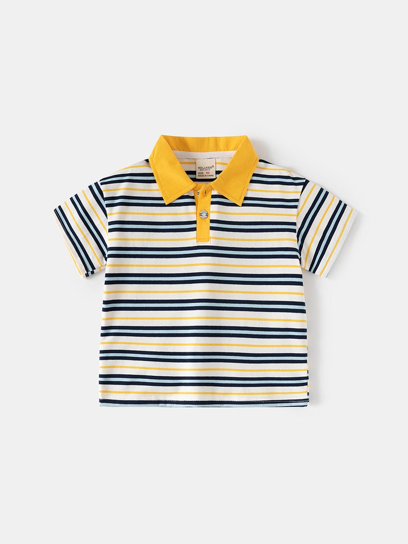 Boys' Short-Sleeve T-Shirt 2026 Style Children'S Short-Sleeve Polo Shirt Baby Striped Top Trendy - Image 3