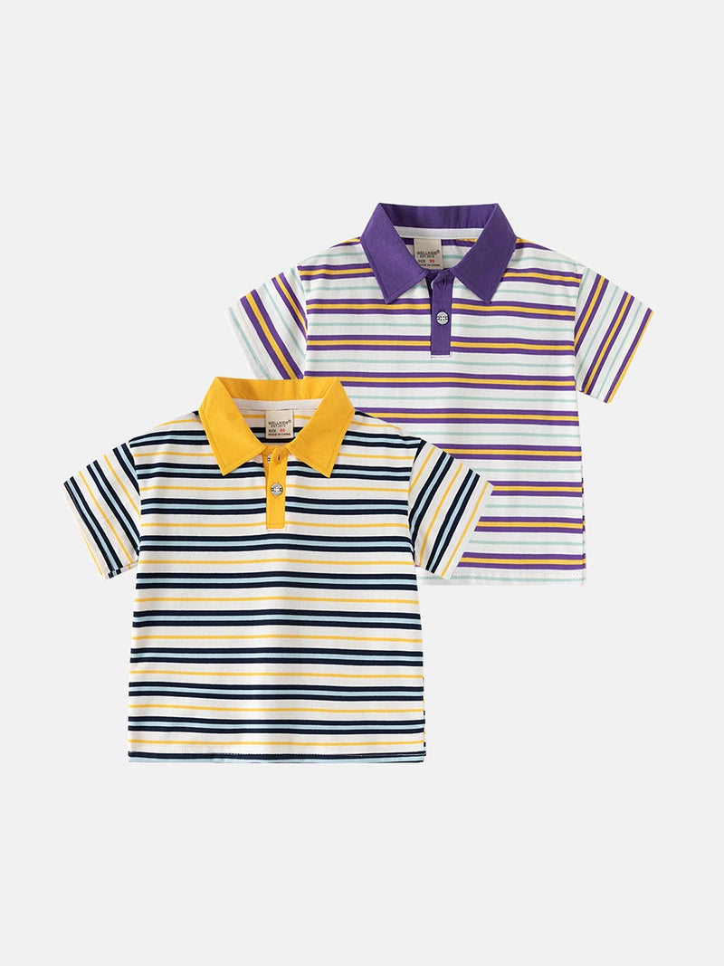 Boys' Short-Sleeve T-Shirt 2026 Style Children'S Short-Sleeve Polo Shirt Baby Striped Top Trendy - Image 2