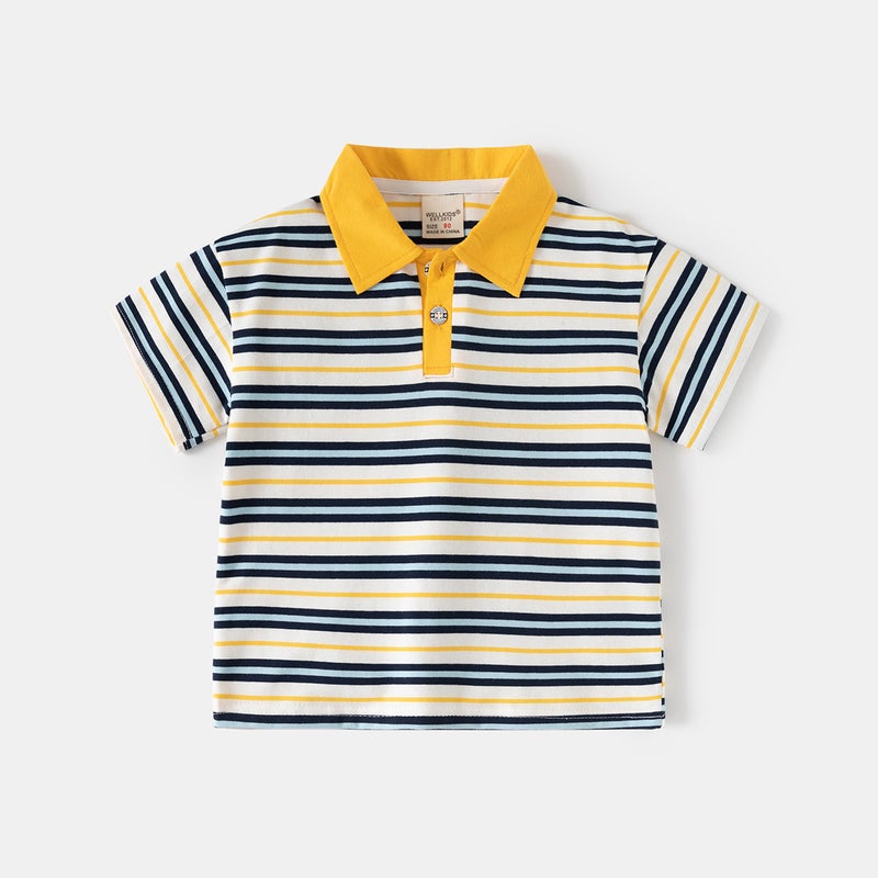 Boys' Short-Sleeve T-Shirt 2026 Style Children'S Short-Sleeve Polo Shirt Baby Striped Top Trendy - Image 1