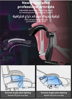 ULHYC Esports Gaming Chair, Adjustable Computer Chair, Computer Office, Pu Leather, High Backrest, Lumbar Support, Comfortable Armrests, Headrest With Footrest, 360° Rotation, Pink 24.8X14.5X44 Inch  - Image 3