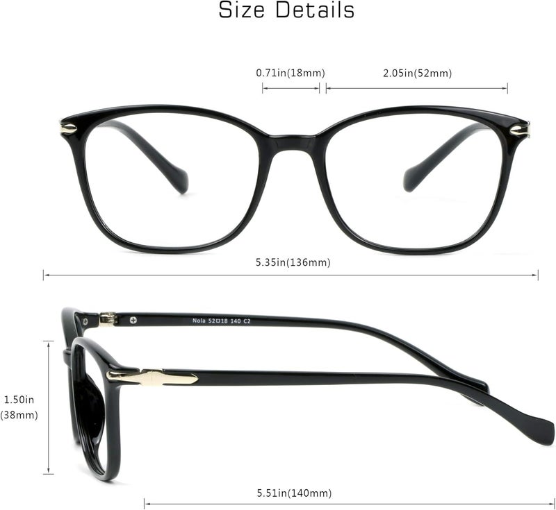 VisionGlobal Blue Light Blocking Glasses for Women/Men, Anti Eyestrain, Computer Reading, TV Glasses, Stylish Square Frame, Anti Glare(Black,+1.75 Magnification) - Image 3