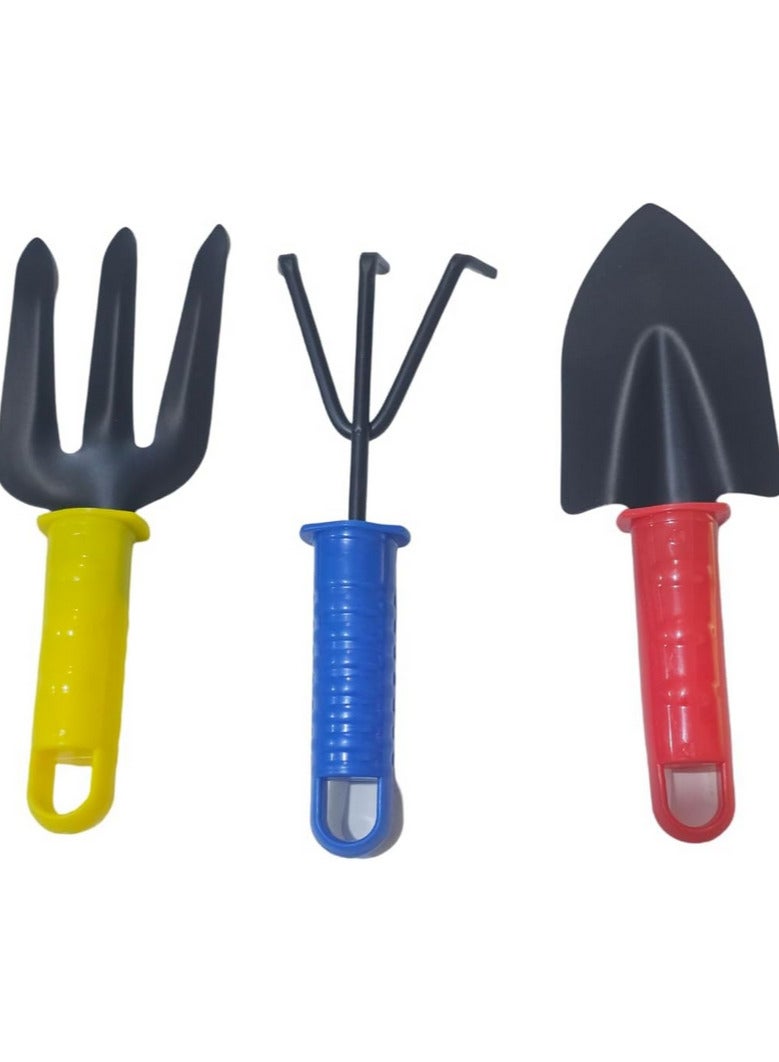 3-piece metal gardening tools with strong plastic handles - Image 1