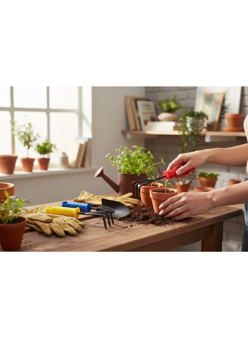 3-piece metal gardening tools with strong plastic handles - Image 2