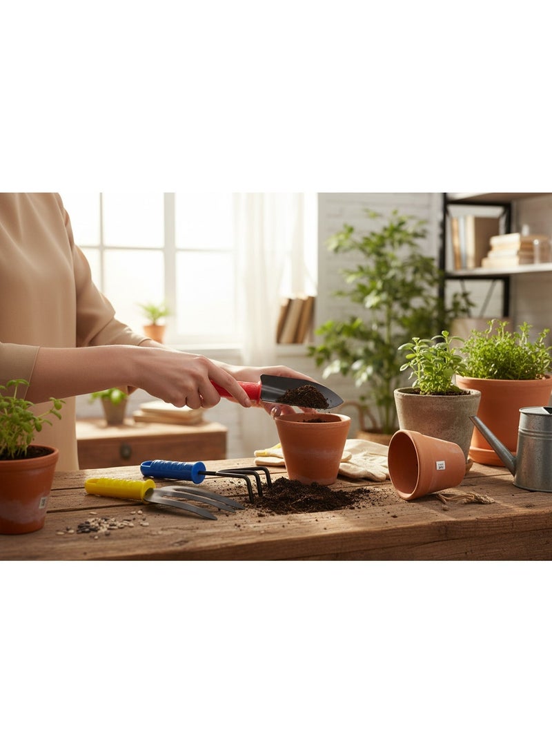 3-piece metal gardening tools with strong plastic handles - Image 4